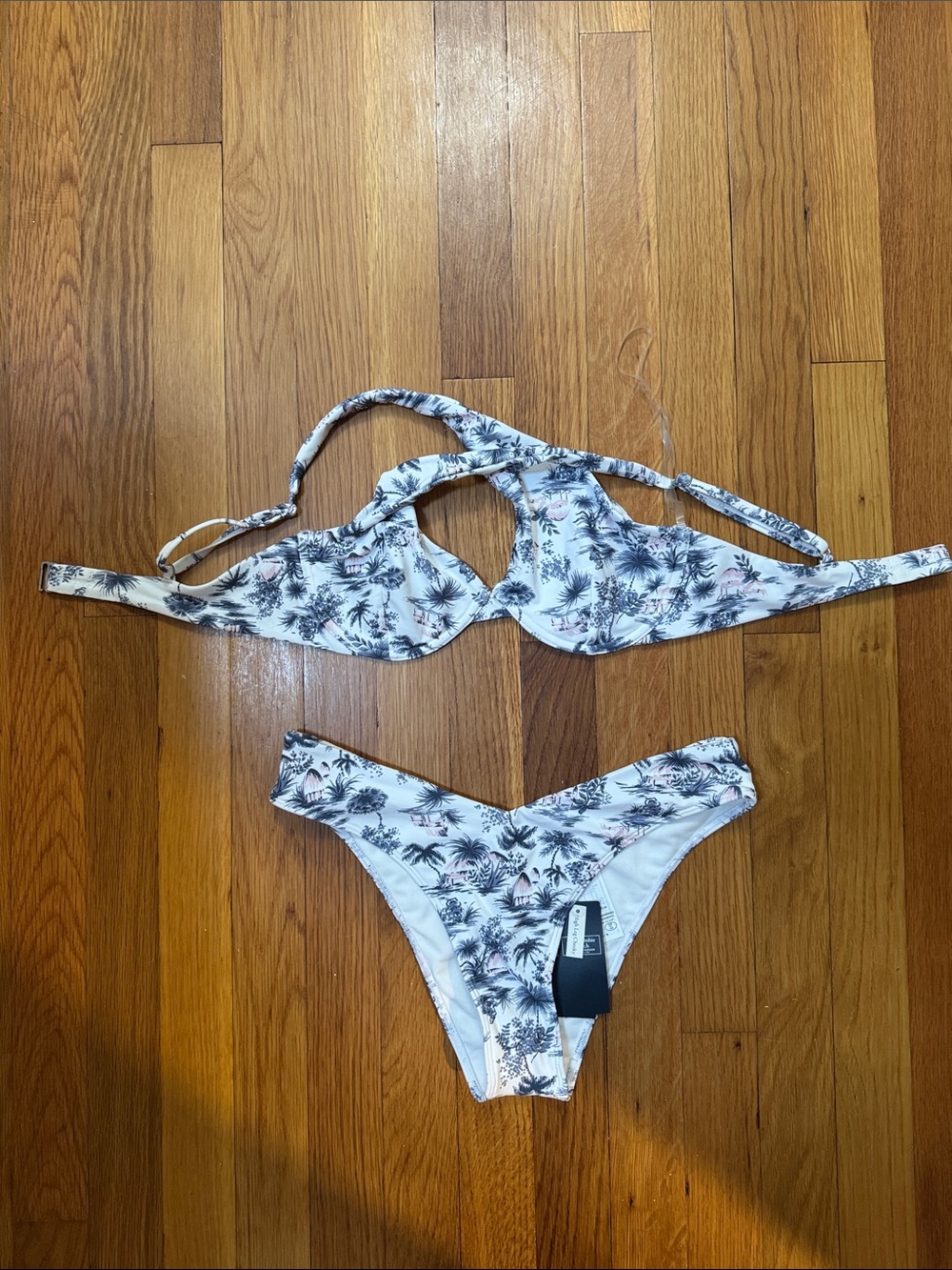 Abercrombie & Fitch White Palm Print Bikini Set